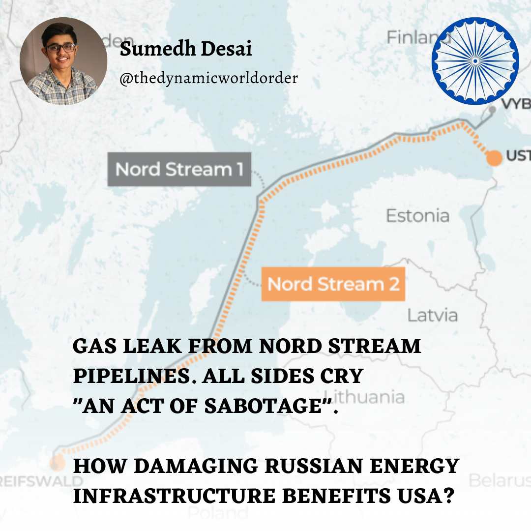 Read more about the article GAS LEAK FROM NORD STREAM PIPELINES. ALL SIDES CRY “AN ACT OF SABOTAGE”. HOW DAMAGING RUSSIAN ENERGY INFRASTRUCTURE BENEFITS USA?